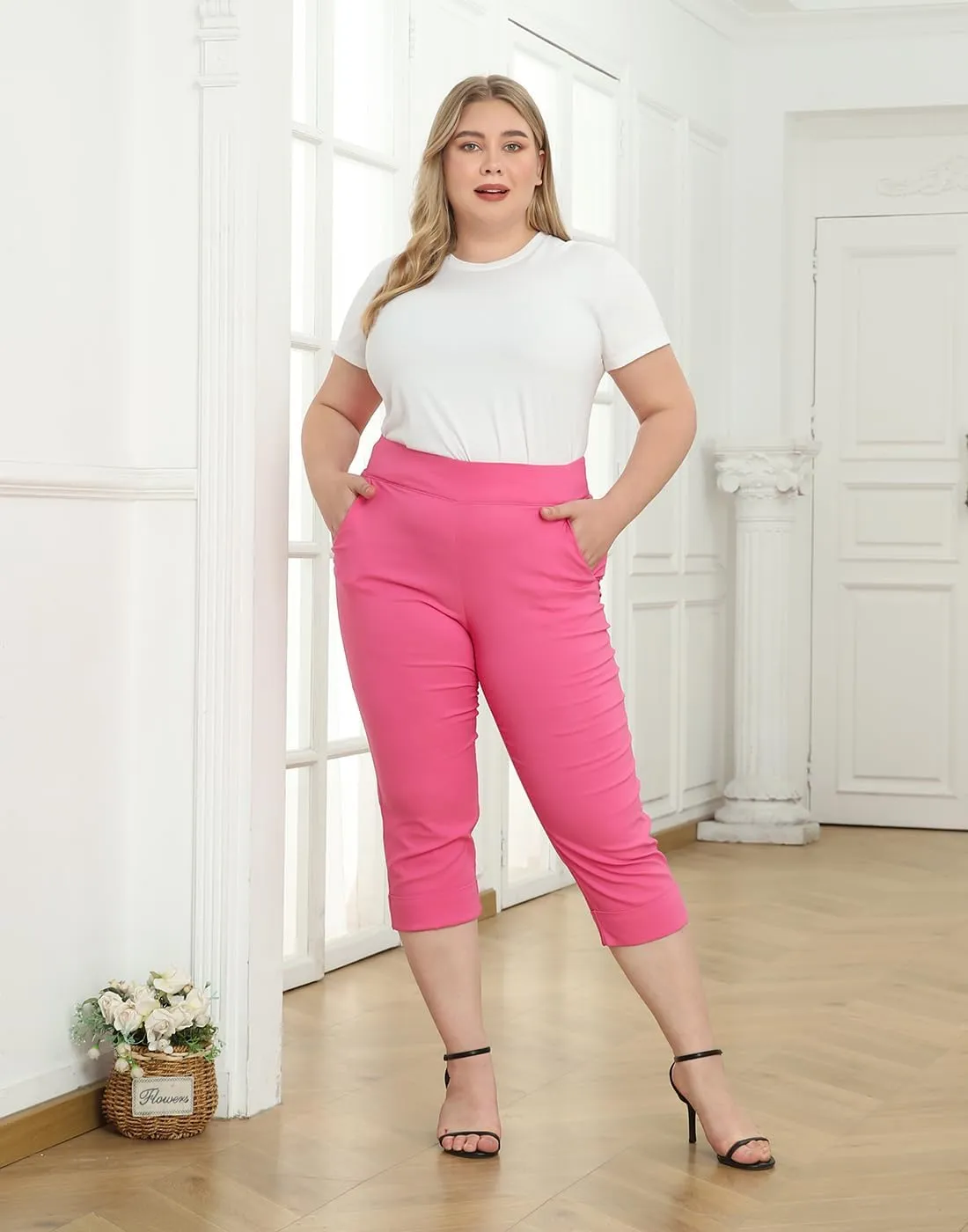 HDE Plus Size Pull On Capris for Women