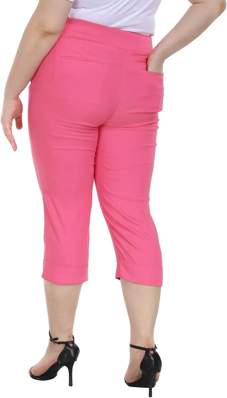 HDE Plus Size Pull On Capris for Women