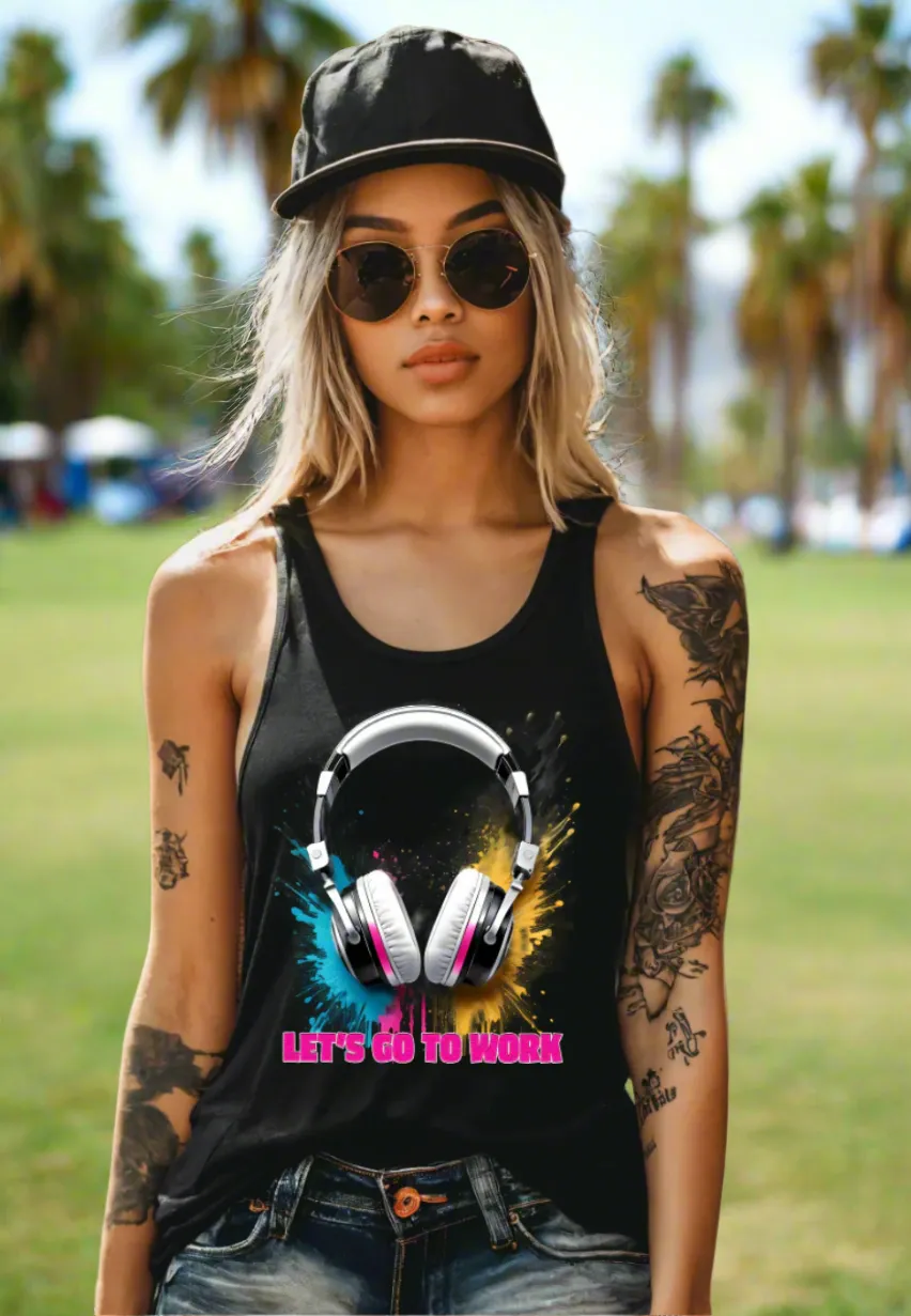 Headphones Let's go to Work Art Exclusive T-Shirts | Grooveman Music TM