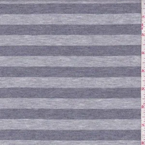Heather Slate/Stone Stripe Rayon Jersey Knit Fabric