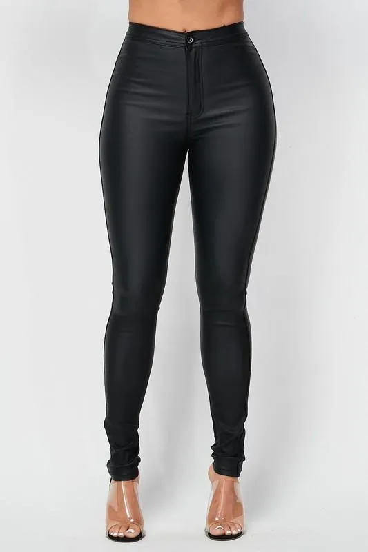 High waist black Pu pants