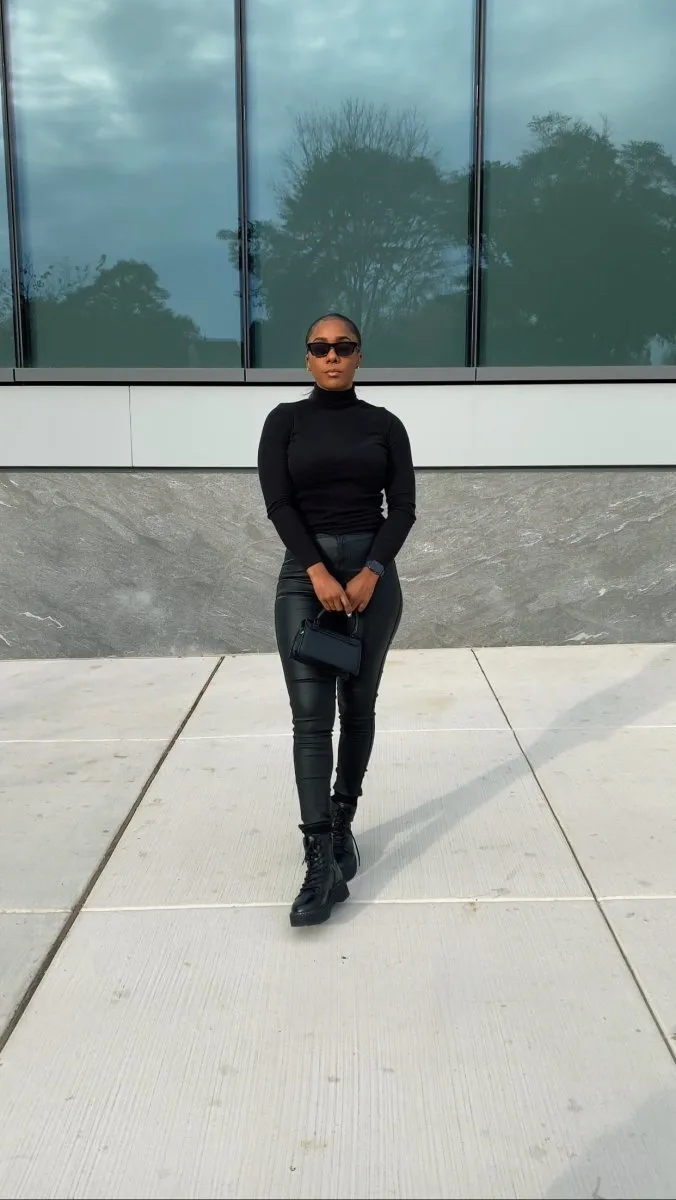 High waist black Pu pants