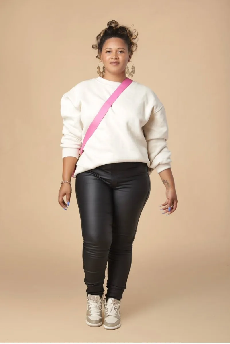 High waist black Pu pants