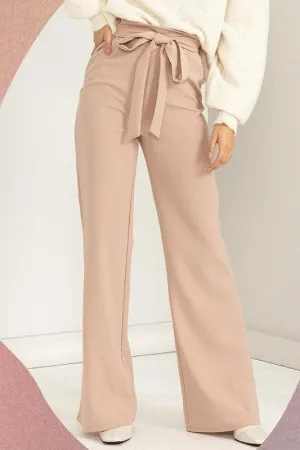 HYFVE Seeking Sultry High-Waisted Tie-Front Flared Pants, Black and Nude
