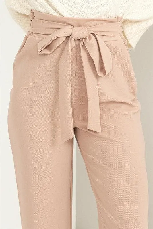 HYFVE Seeking Sultry High-Waisted Tie-Front Flared Pants, Black and Nude
