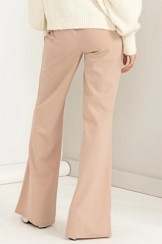 HYFVE Seeking Sultry High-Waisted Tie-Front Flared Pants, Black and Nude