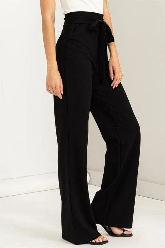HYFVE Seeking Sultry High-Waisted Tie-Front Flared Pants, Black and Nude