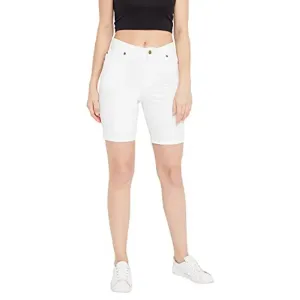 HYPERNATION White Cotton Lycra Women's Shorts