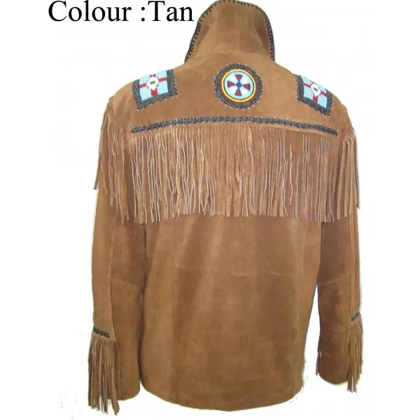 Indian Western Fringe Beaded  Leather Jacket - Huron 140