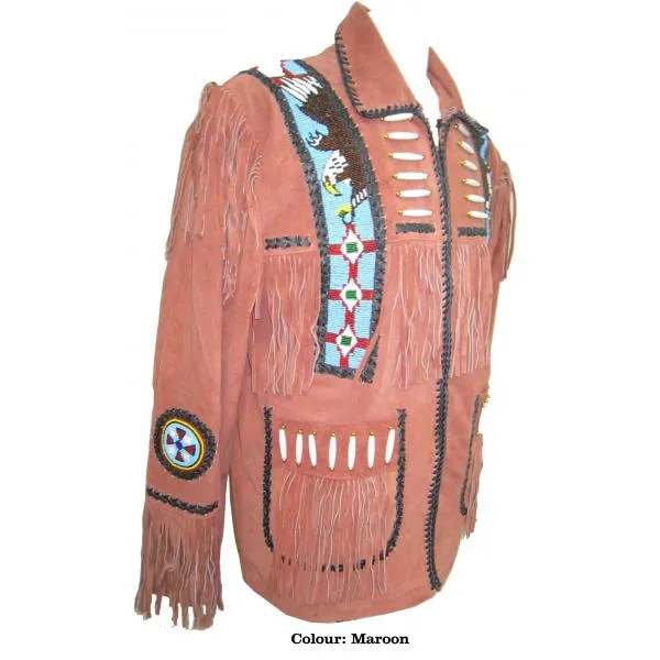 Indian Western Fringe Beaded  Leather Jacket - Huron 140
