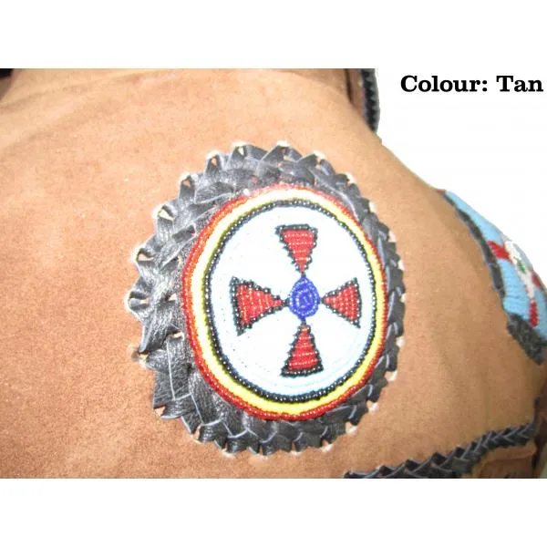 Indian Western Fringe Beaded  Leather Jacket - Huron 140