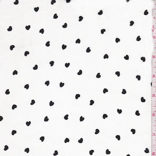 Ivory/Black Mini Heart Georgette Fabric