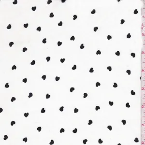 Ivory/Black Mini Heart Georgette Fabric