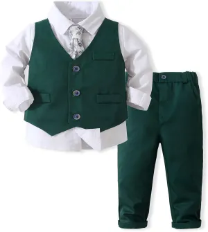 Kimocat Baby Boy Clothes Outfit Suit Long Sleeve Gentleman Tuxedo Vest Wedding Birthday Party Suit