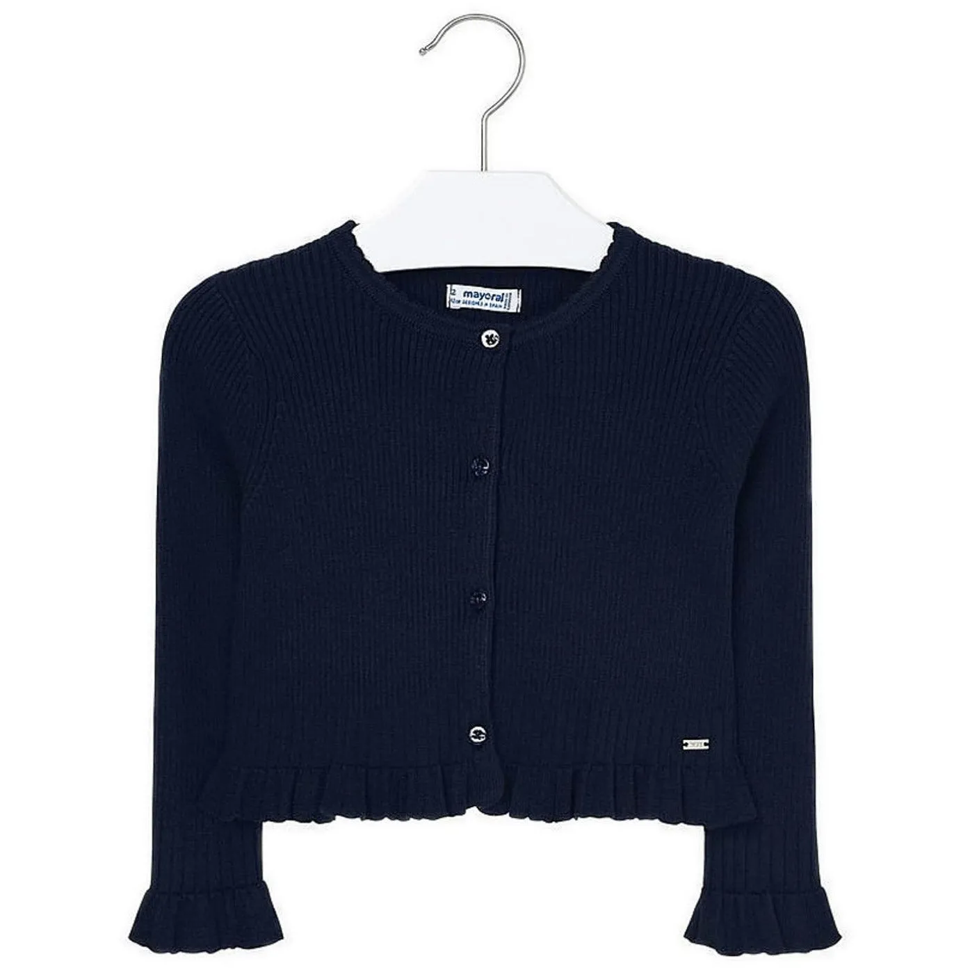 Knitted Button Front Cardigan with Pleated Hem