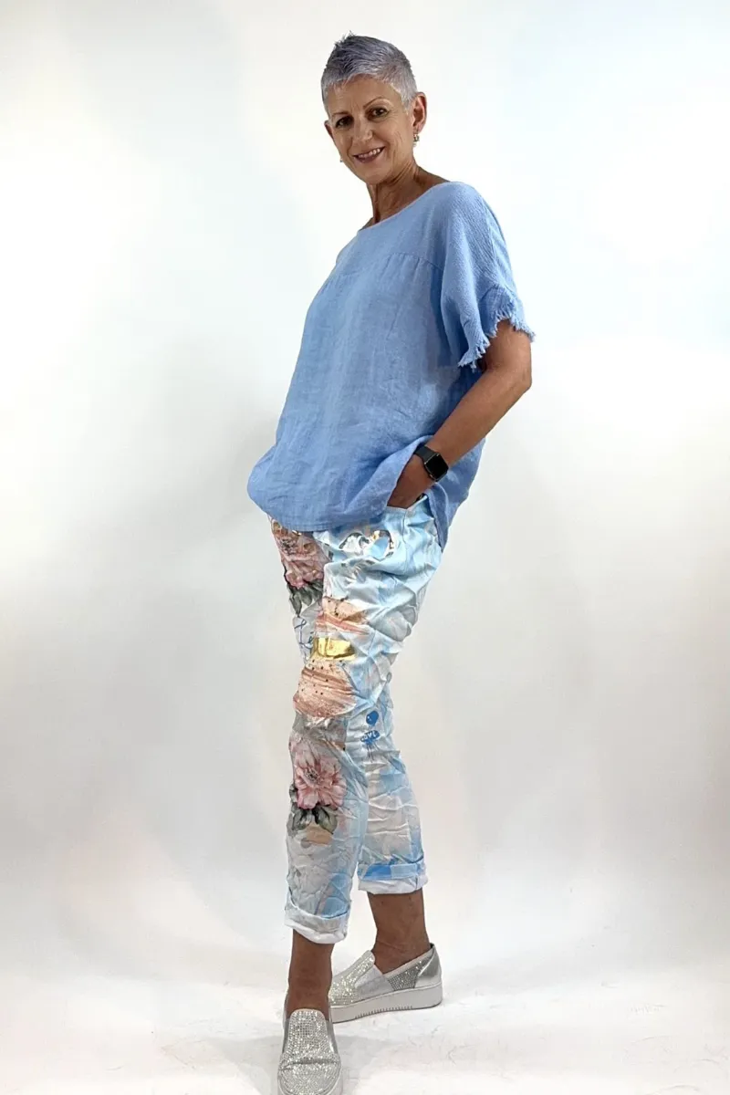 La Strada Stretch Jogger Elastane Viscose Pants Gold Leaf