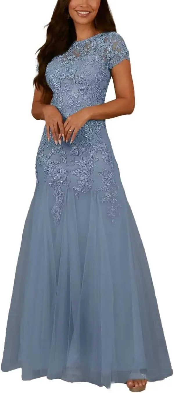 Lace Chiffon Mother of The Bride Dresses for Women Long Mermaid Formal Evening Dress