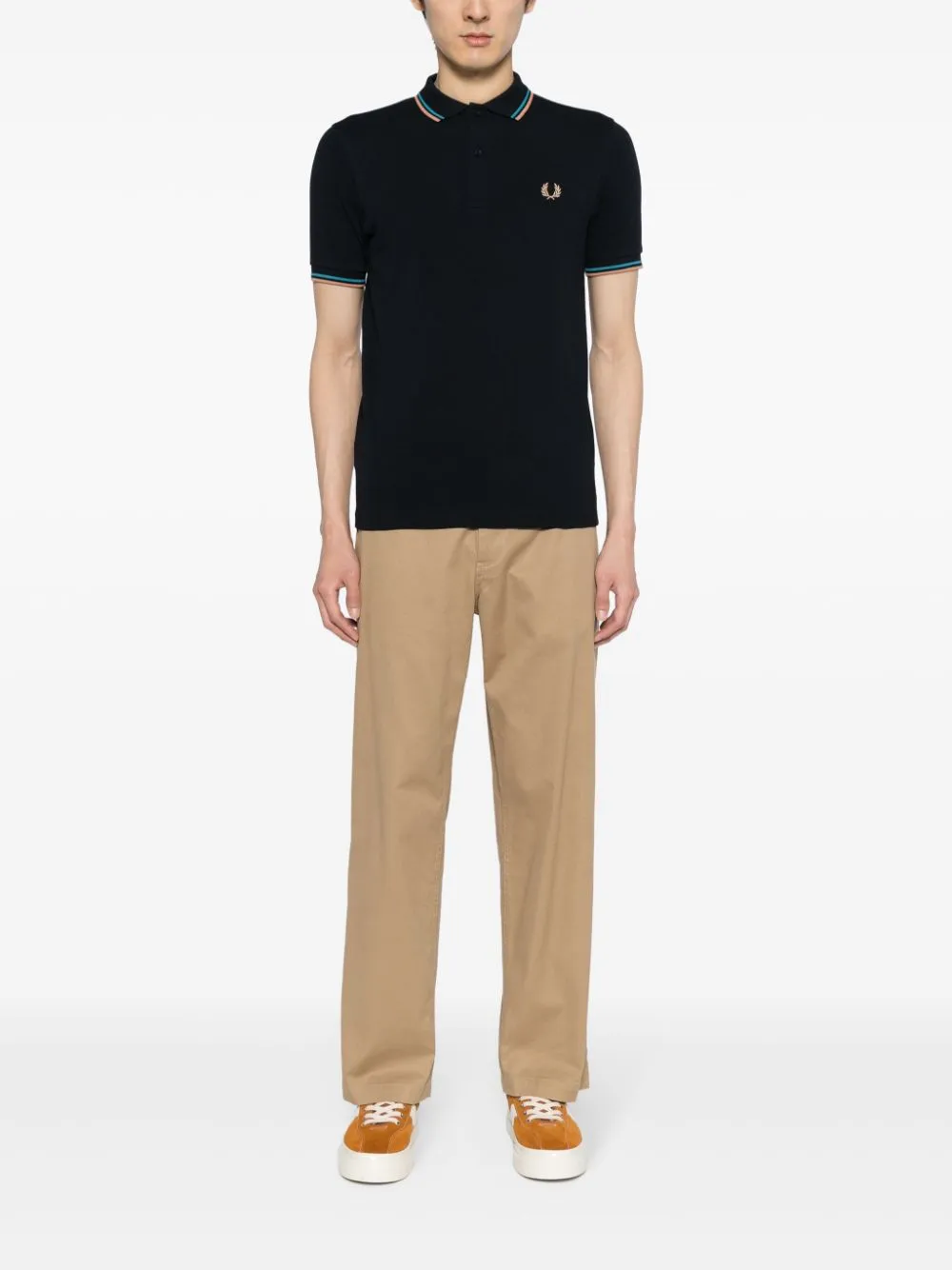 Laurel Wreath-embroidered cotton polo shirt