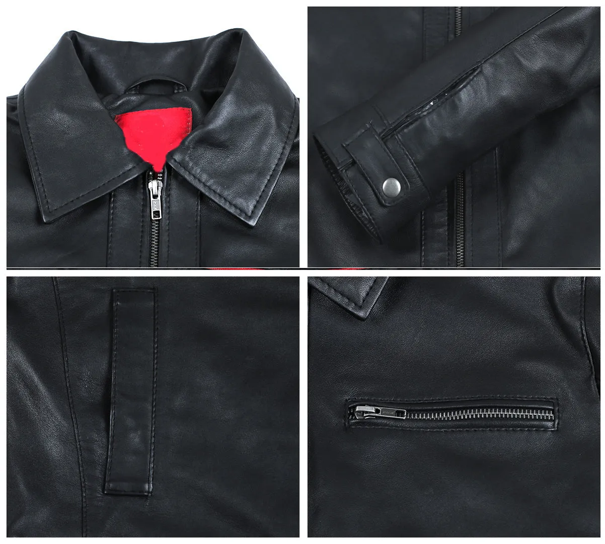 Leather Jackets Hub Mens Genuine Lambskin Leather Jacket (Black, Aviator Jacket) - 1501336
