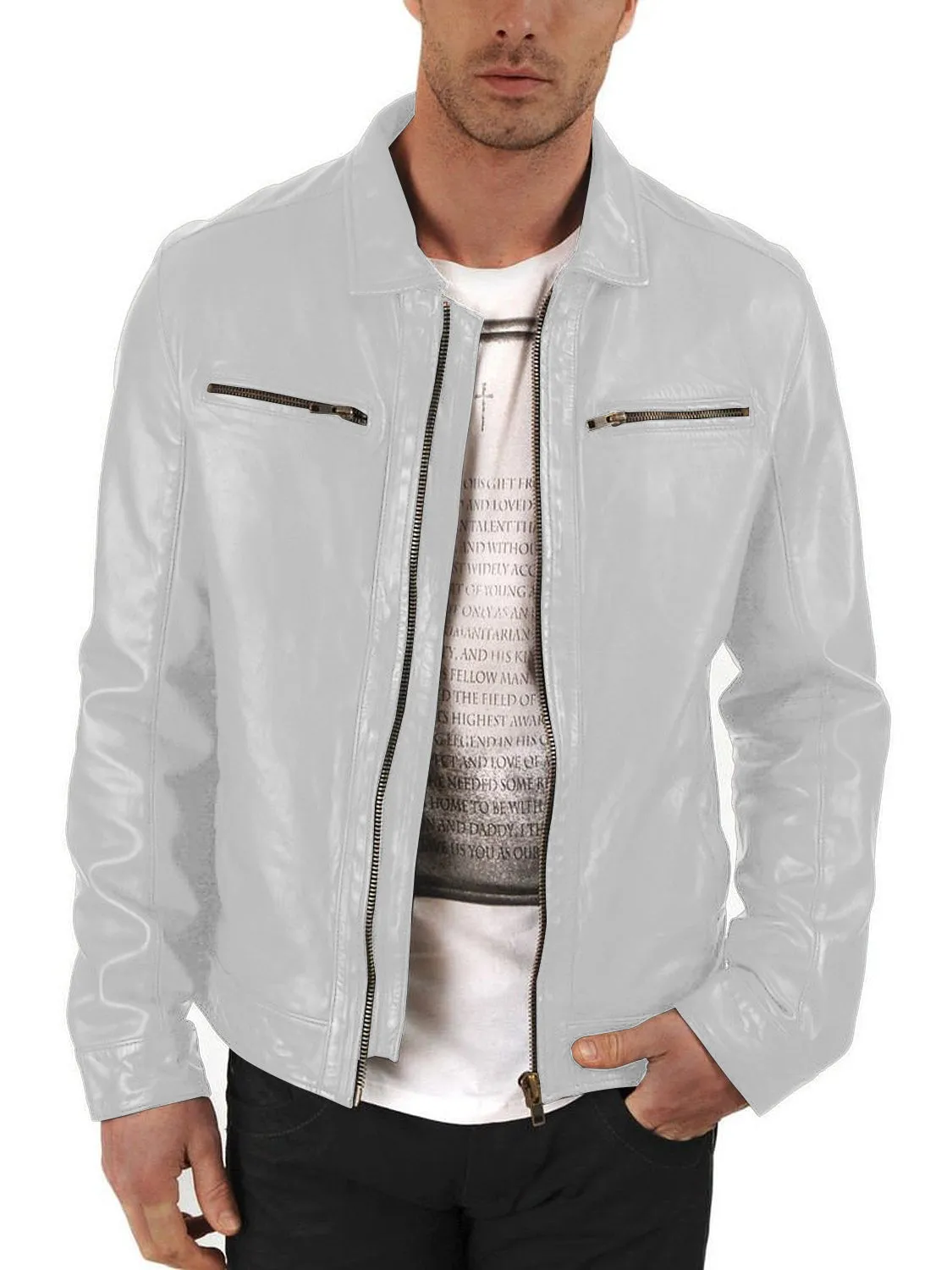 Leather Jackets Hub Mens Genuine Lambskin Leather Jacket (Black, Aviator Jacket) - 1501336