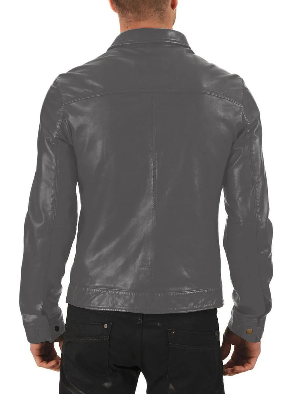 Leather Jackets Hub Mens Genuine Lambskin Leather Jacket (Black, Aviator Jacket) - 1501336