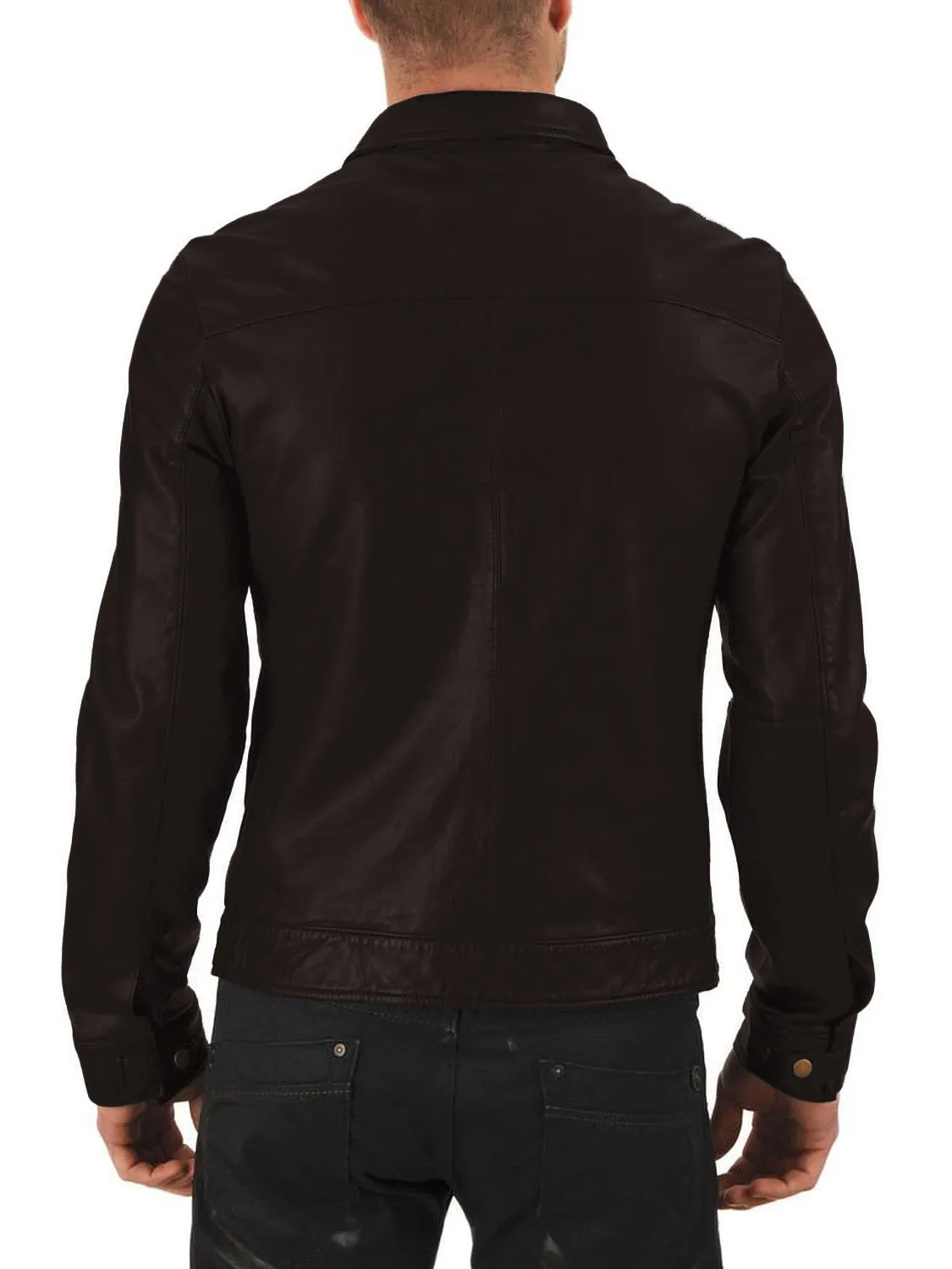 Leather Jackets Hub Mens Genuine Lambskin Leather Jacket (Black, Aviator Jacket) - 1501336