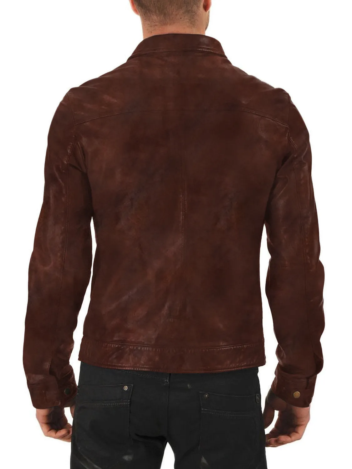 Leather Jackets Hub Mens Genuine Lambskin Leather Jacket (Black, Aviator Jacket) - 1501336