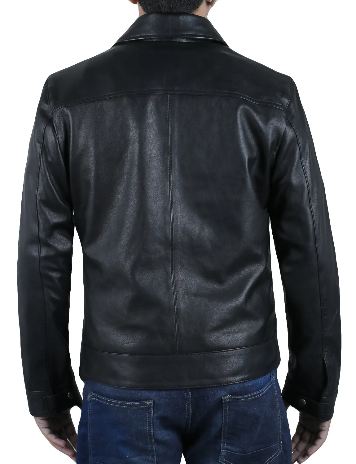 Leather Jackets Hub Mens Genuine Lambskin Leather Jacket (Black, Aviator Jacket) - 1501336