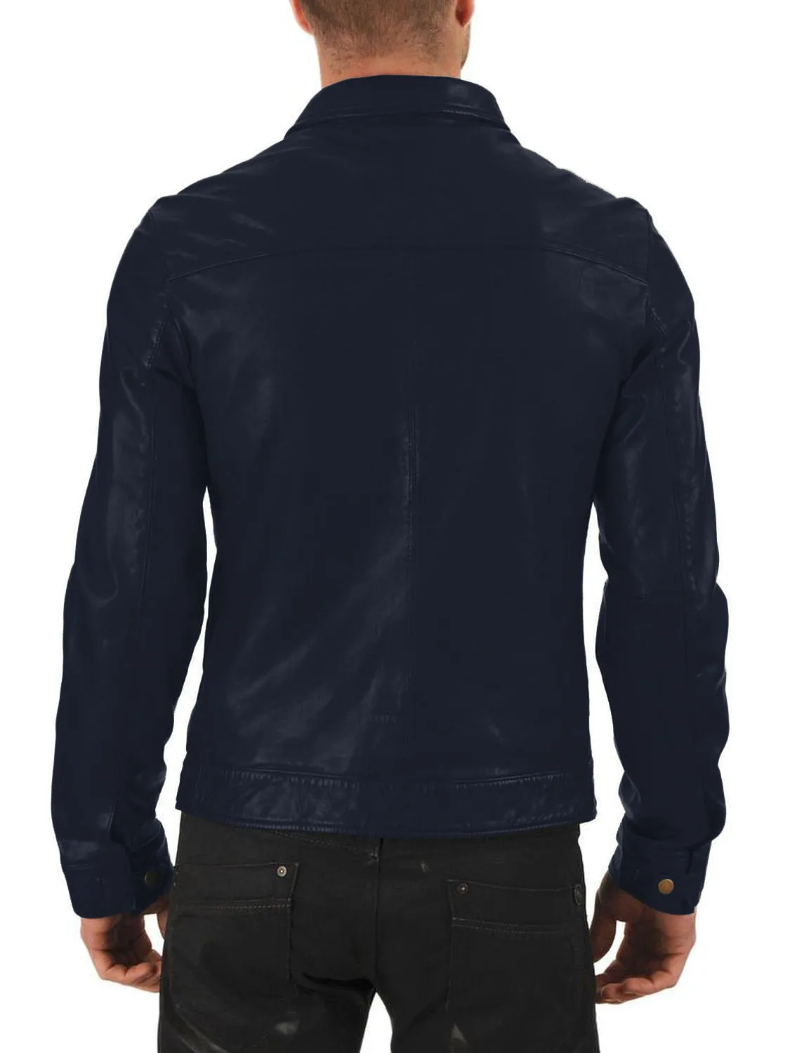 Leather Jackets Hub Mens Genuine Lambskin Leather Jacket (Black, Aviator Jacket) - 1501336