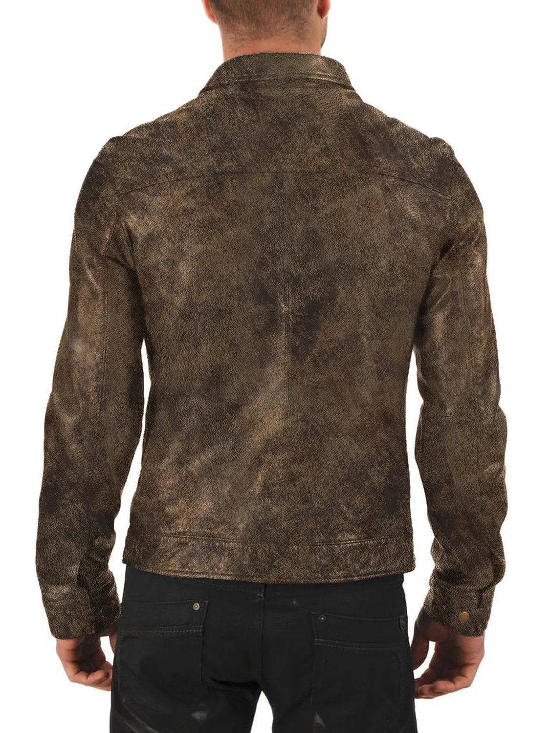 Leather Jackets Hub Mens Genuine Lambskin Leather Jacket (Black, Aviator Jacket) - 1501336