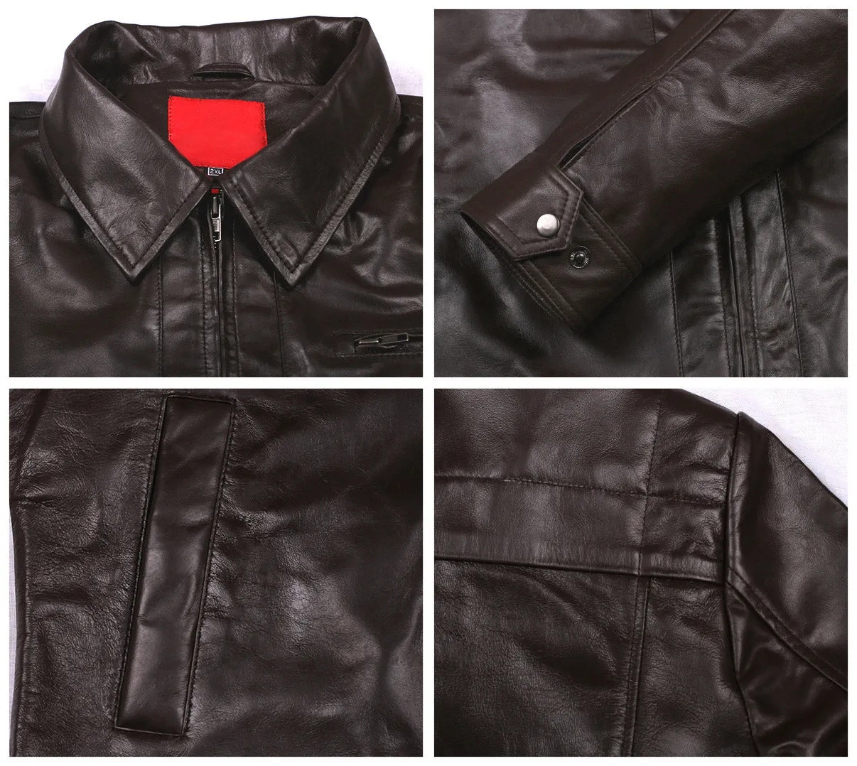 Leather Jackets Hub Mens Genuine Lambskin Leather Jacket (Black, Aviator Jacket) - 1501389