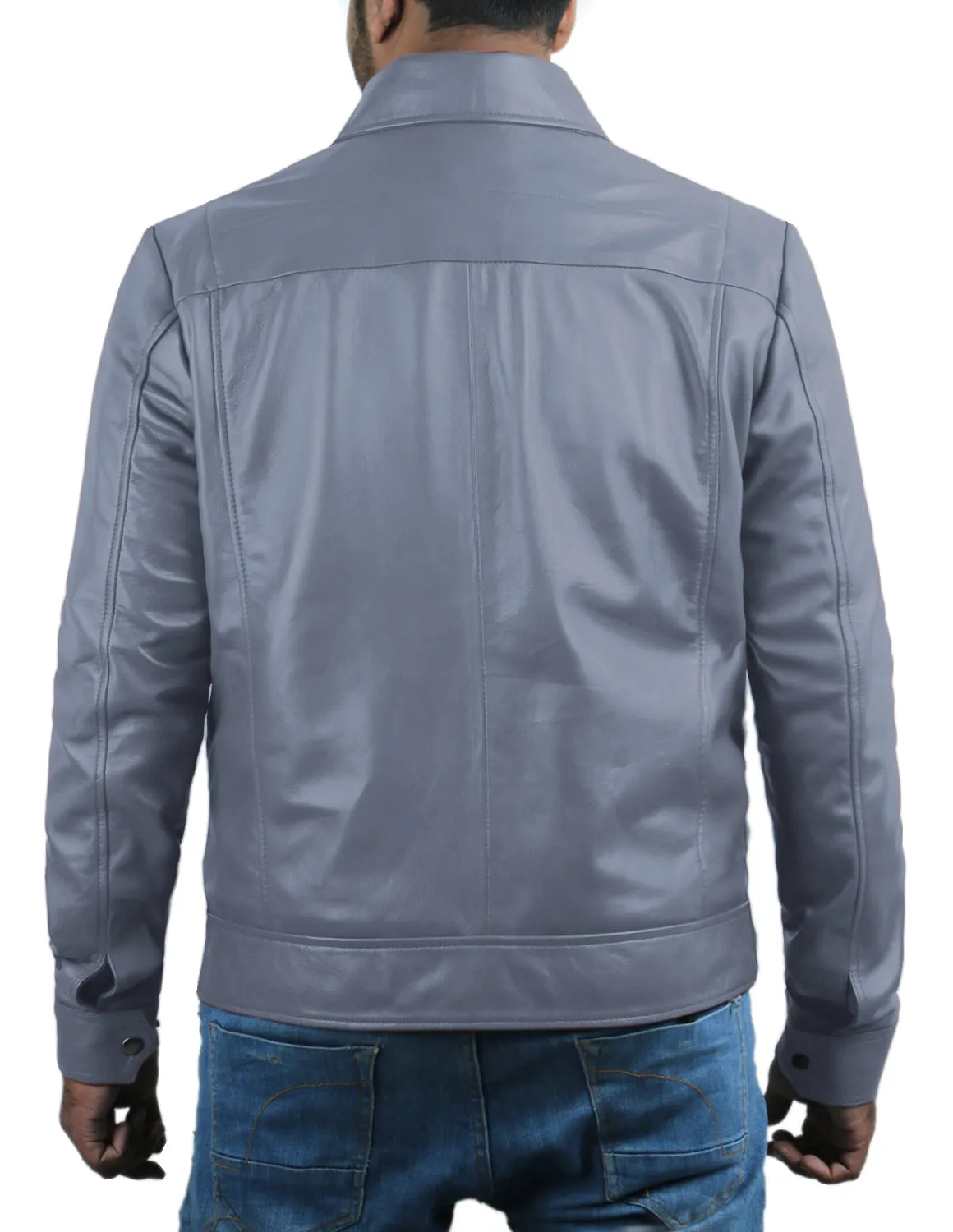 Leather Jackets Hub Mens Genuine Lambskin Leather Jacket (Black, Aviator Jacket) - 1501389