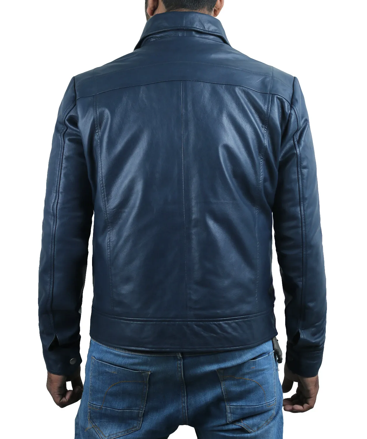 Leather Jackets Hub Mens Genuine Lambskin Leather Jacket (Black, Aviator Jacket) - 1501389