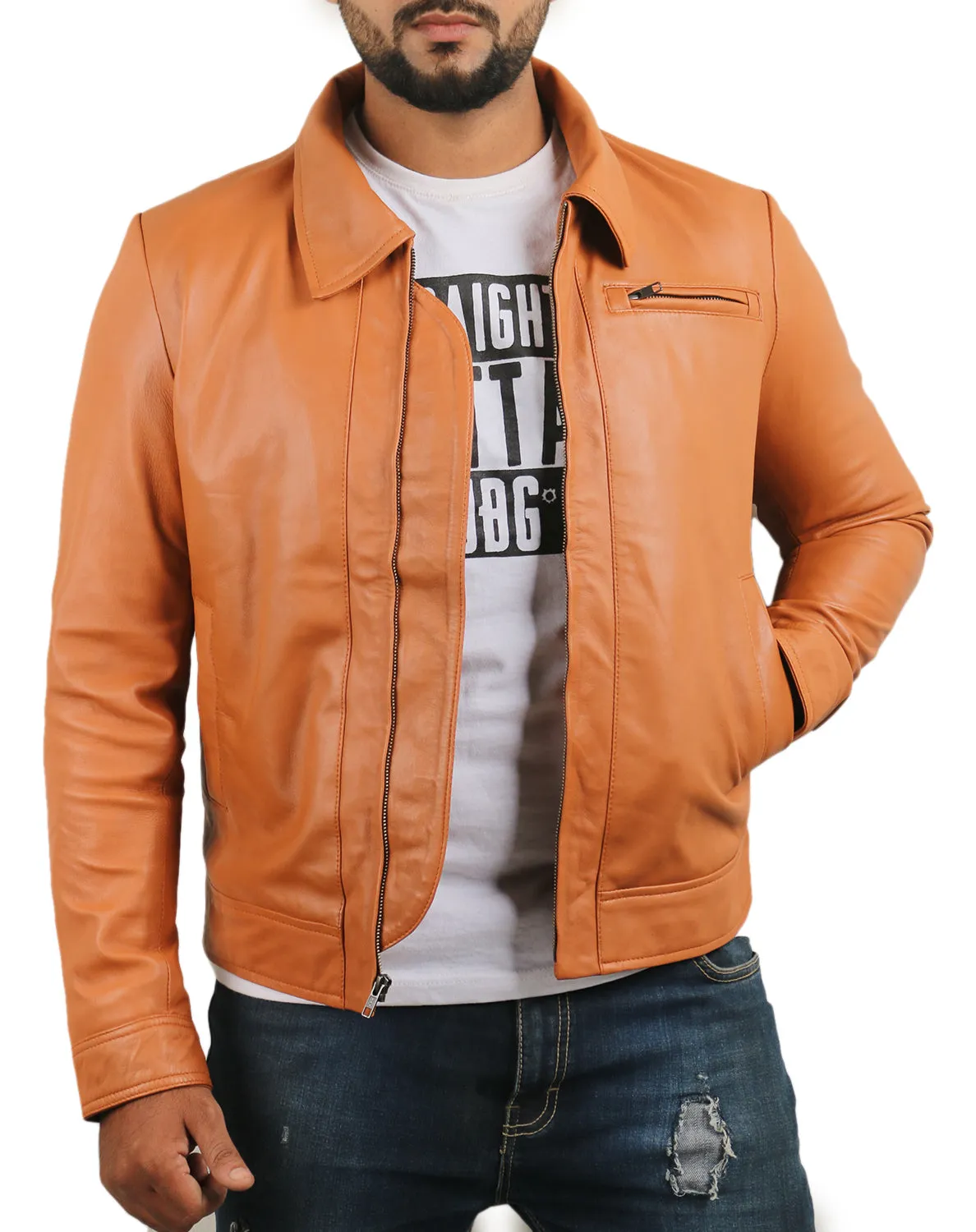 Leather Jackets Hub Mens Genuine Lambskin Leather Jacket (Black, Aviator Jacket) - 1501389
