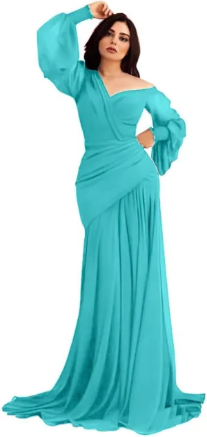 Long Sleeve Mermaid Chiffon Bridesmaid Dresses 2024 for Wedding Guest Sexy Tight Formal Evening Gown