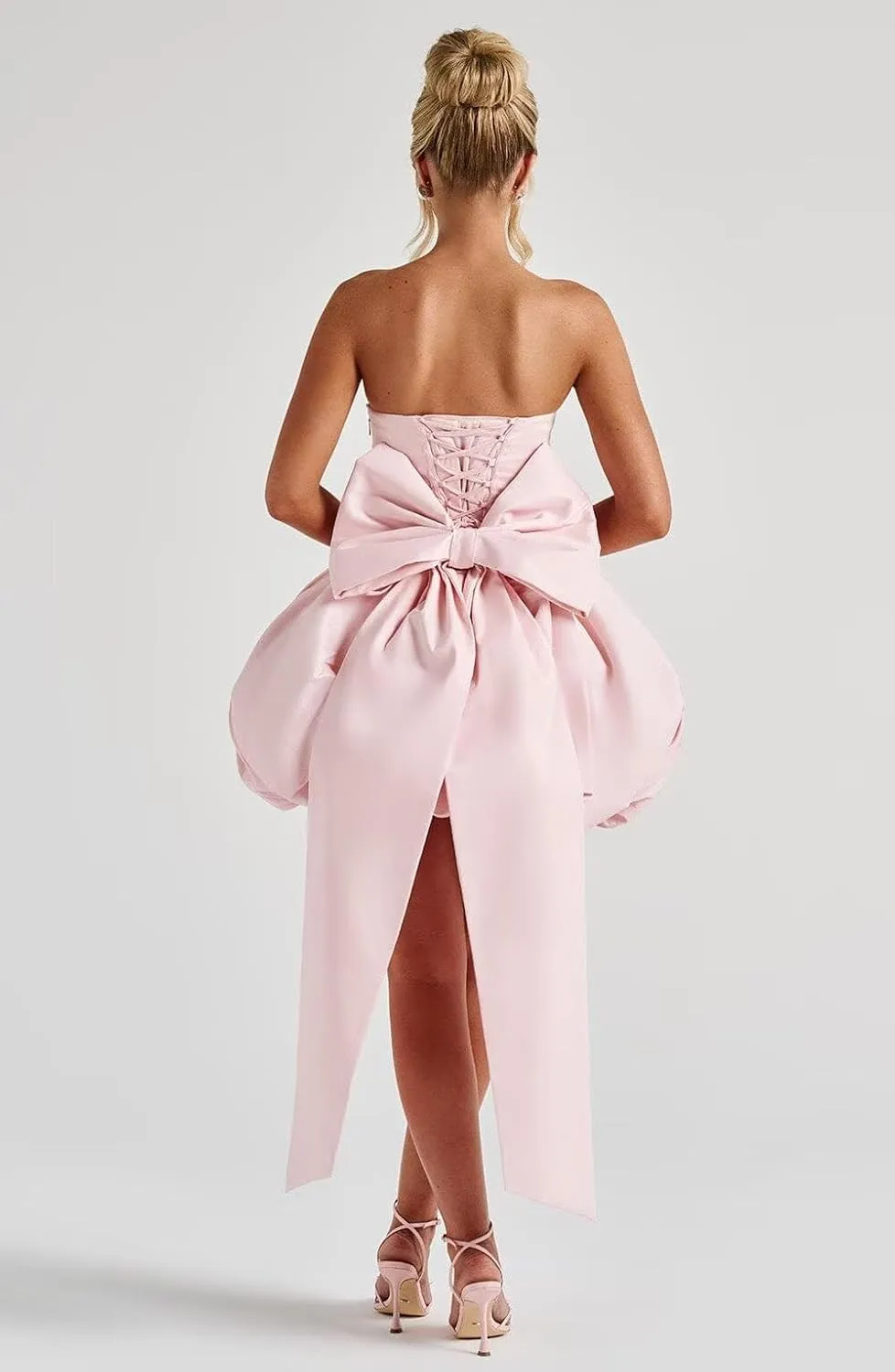 Loyeloy Strapless Homecoming Dresses with Bow 2025 Short Prom Dresses for Teens Satin Mini Cocktail Party Dresses