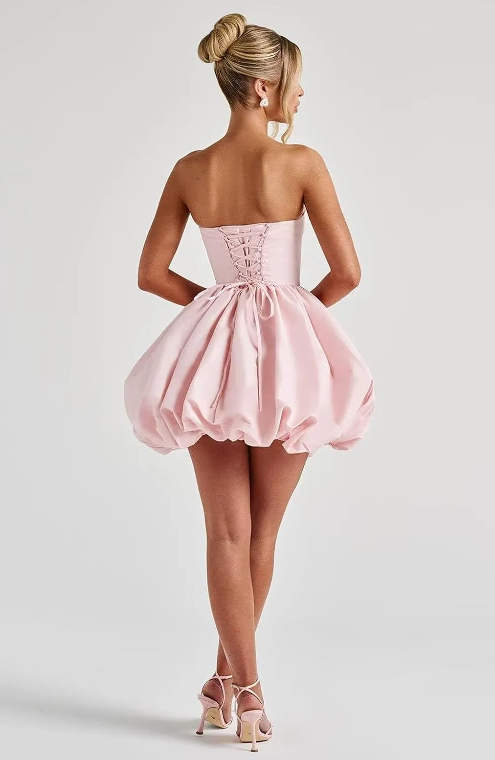 Loyeloy Strapless Homecoming Dresses with Bow 2025 Short Prom Dresses for Teens Satin Mini Cocktail Party Dresses