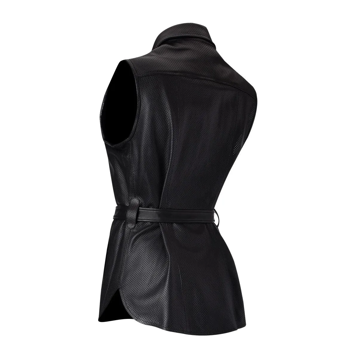 M265BOB - Cuadra black casual woven perforated leather vest for women
