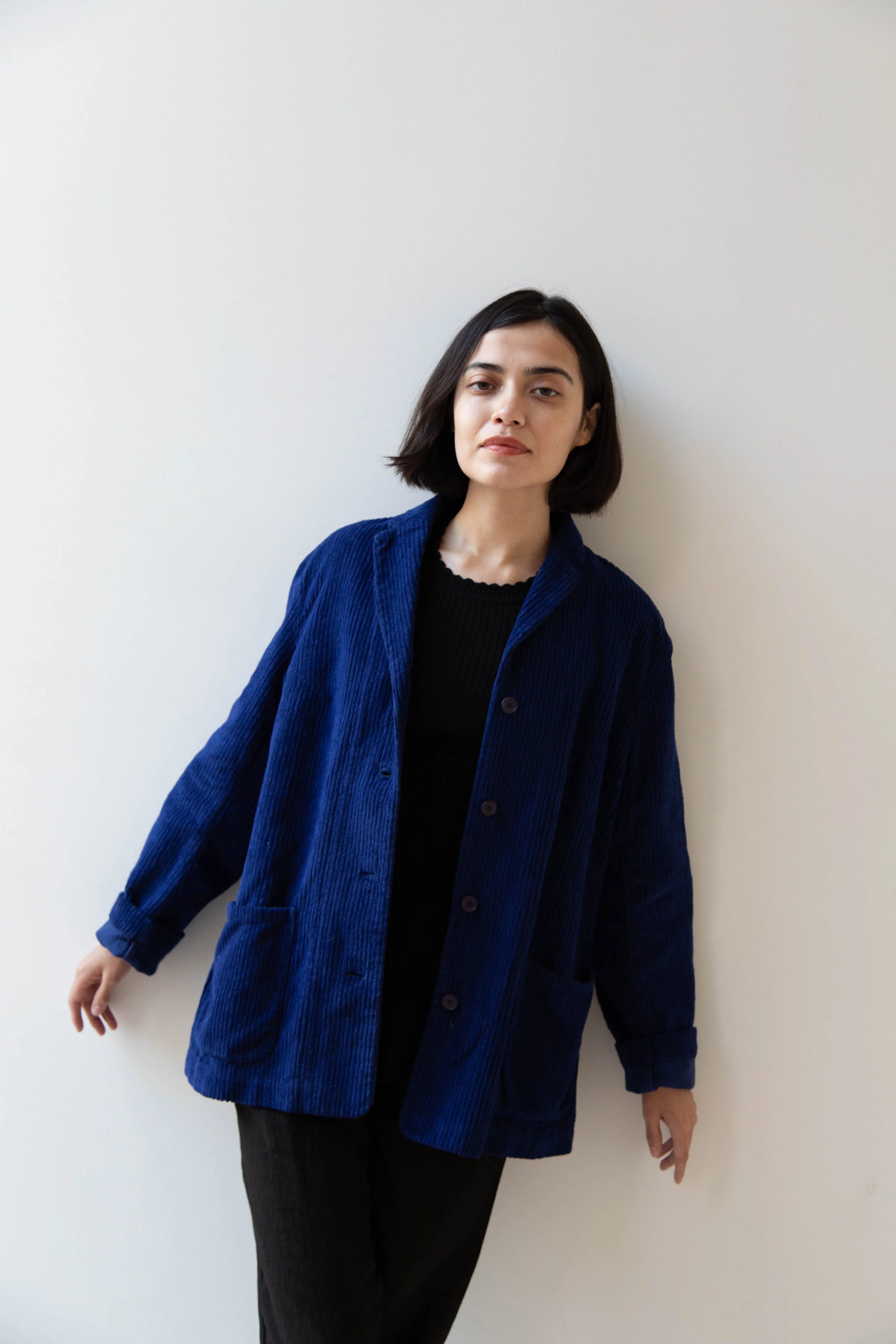 Manuelle Guibal | Wide Corduroy Jacket in Deep Blue