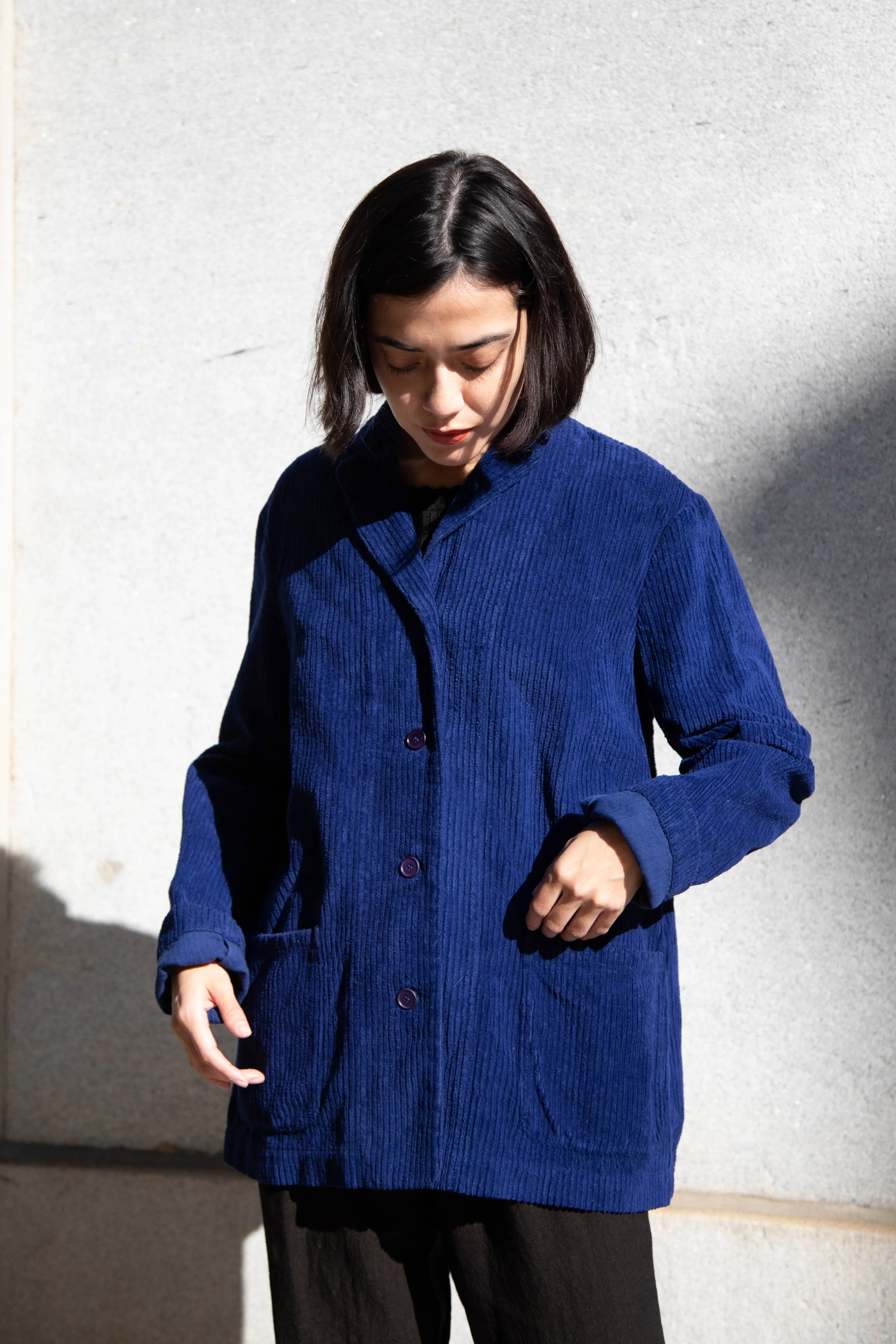 Manuelle Guibal | Wide Corduroy Jacket in Deep Blue