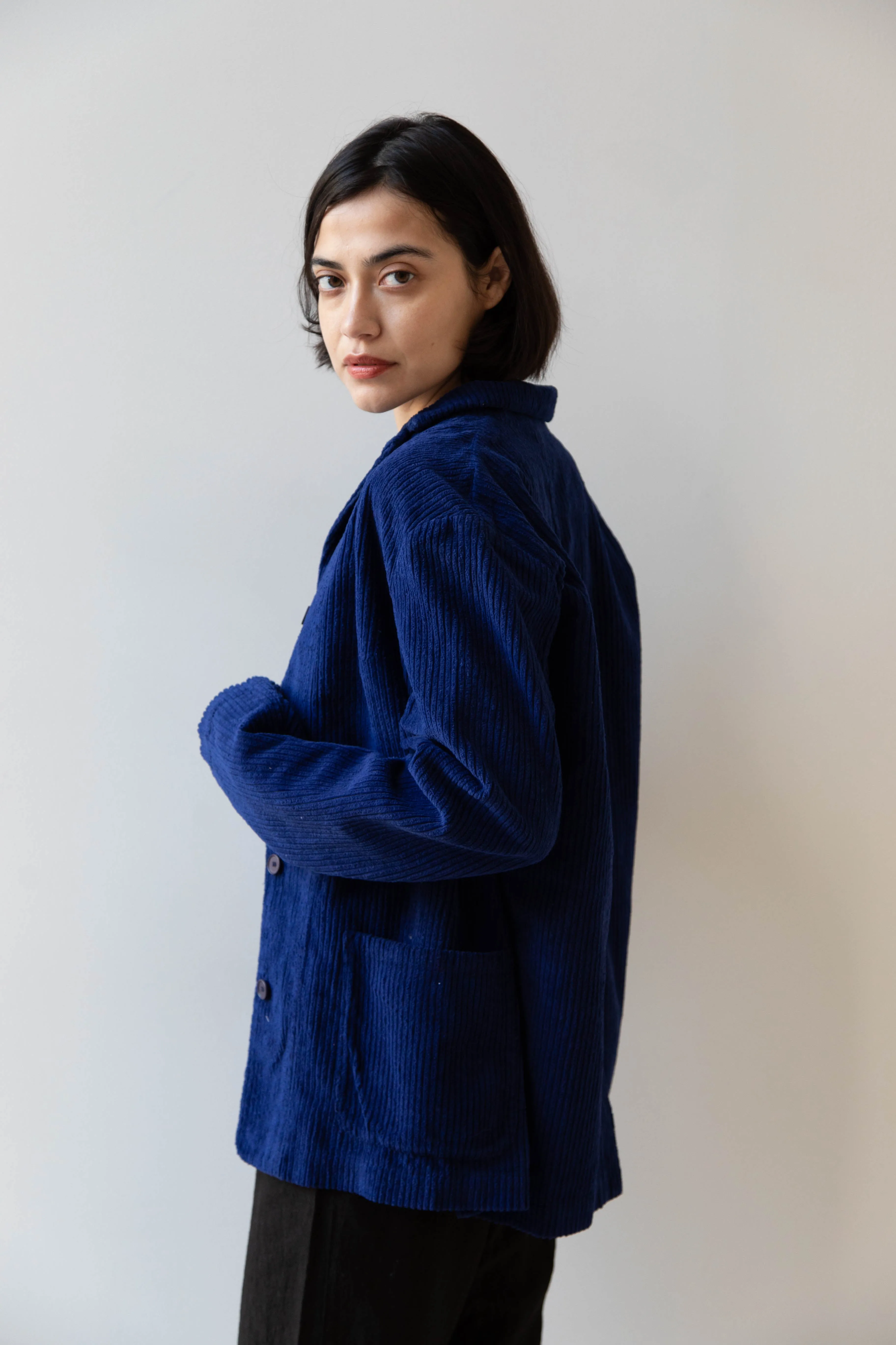 Manuelle Guibal | Wide Corduroy Jacket in Deep Blue