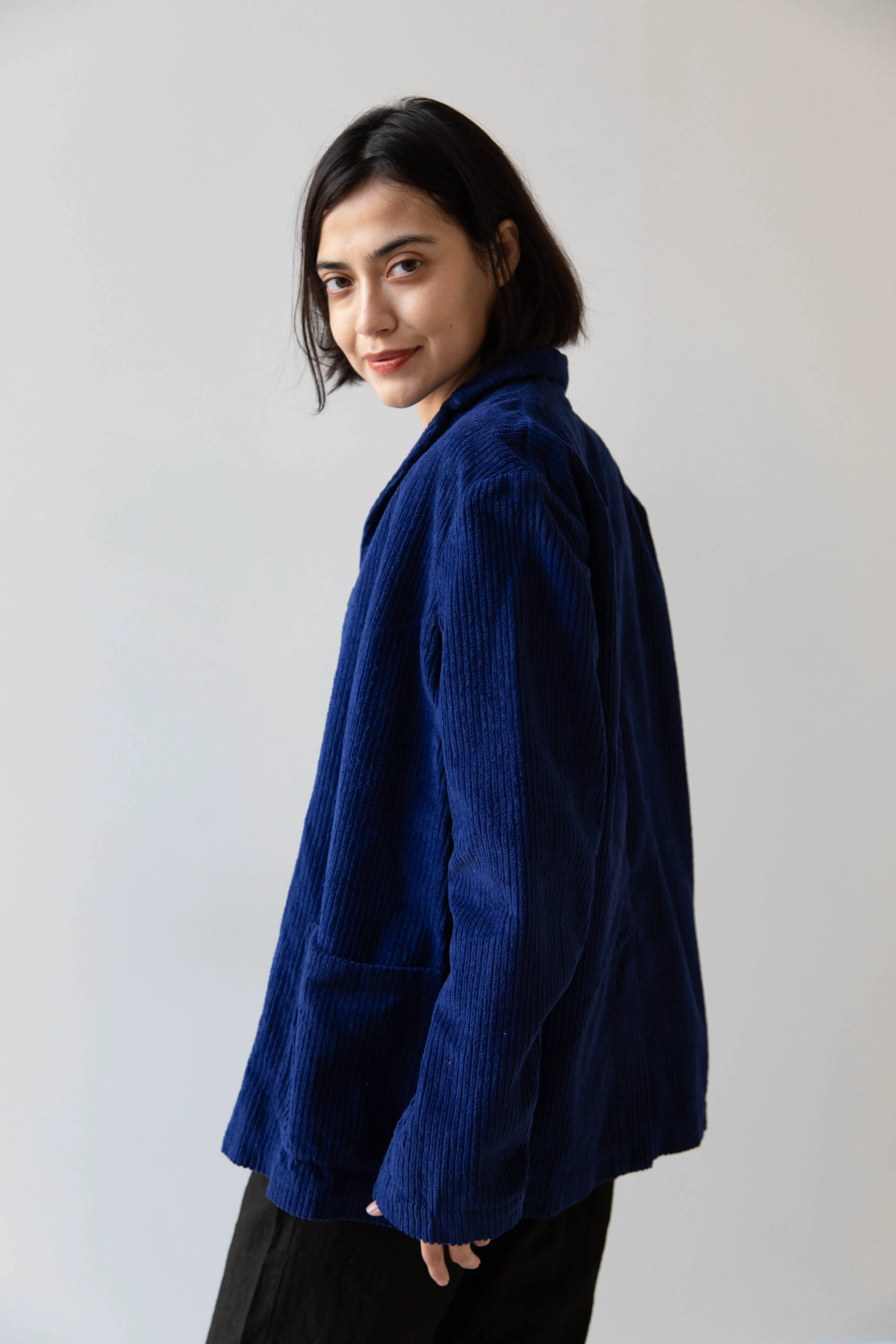 Manuelle Guibal | Wide Corduroy Jacket in Deep Blue