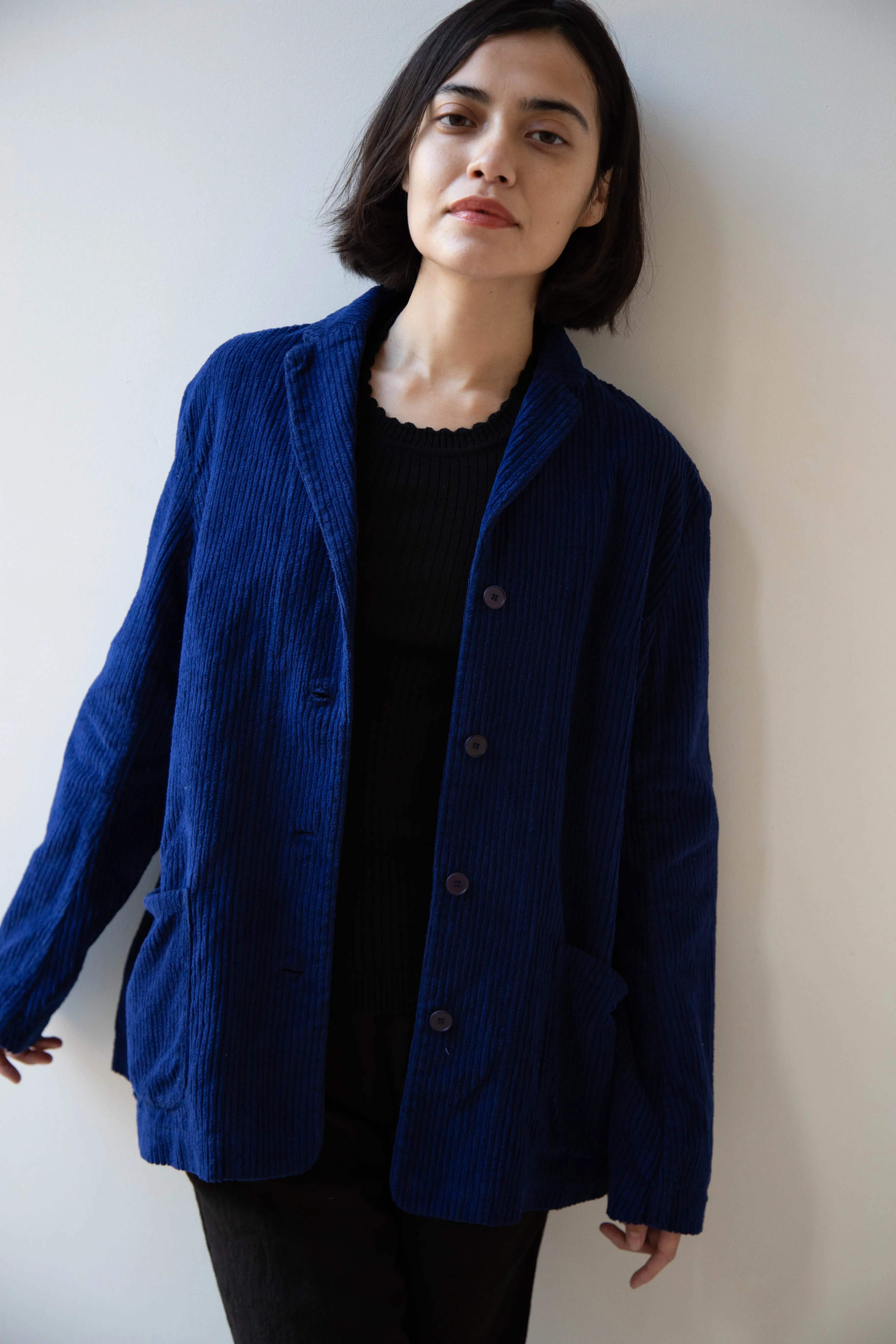 Manuelle Guibal | Wide Corduroy Jacket in Deep Blue