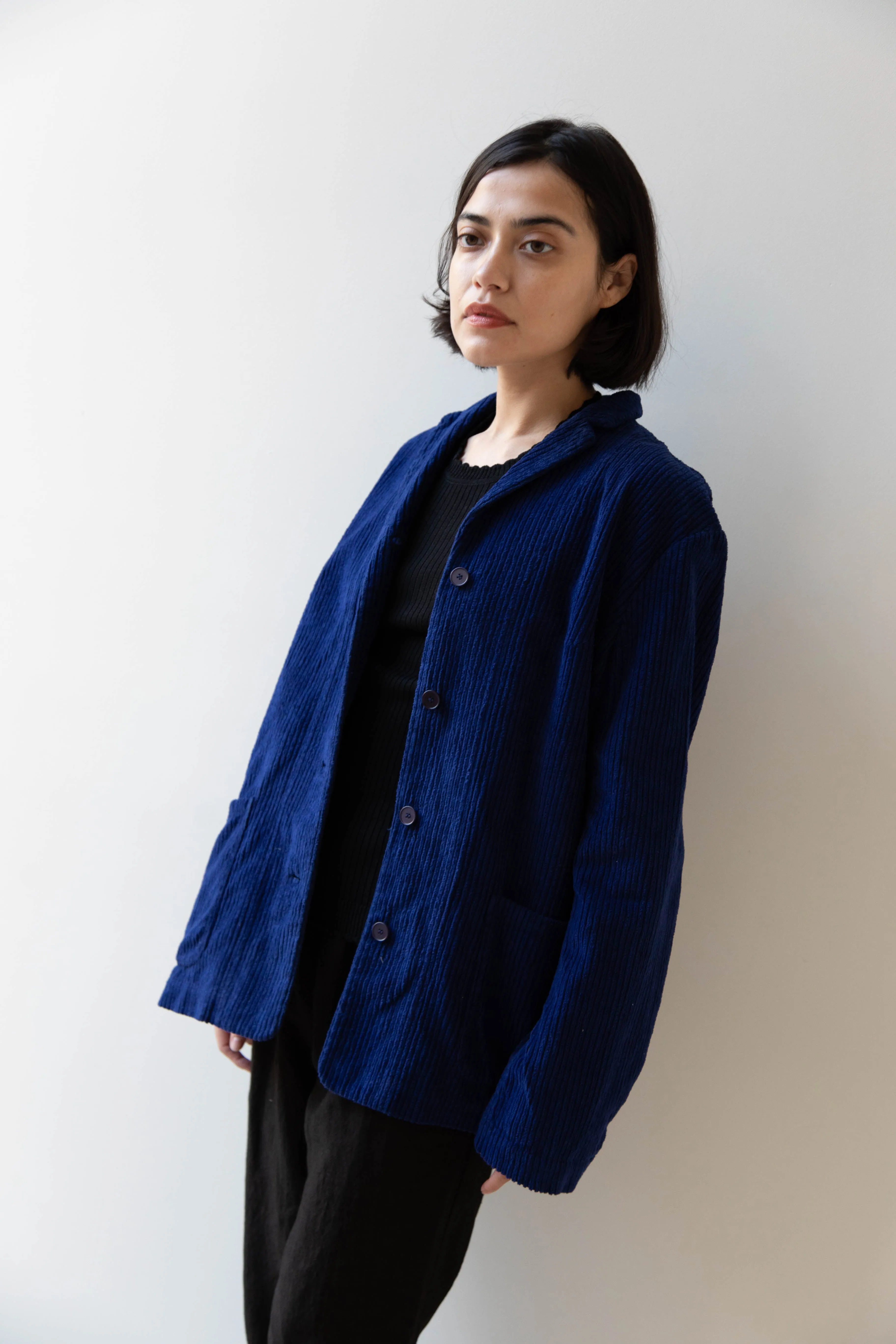 Manuelle Guibal | Wide Corduroy Jacket in Deep Blue