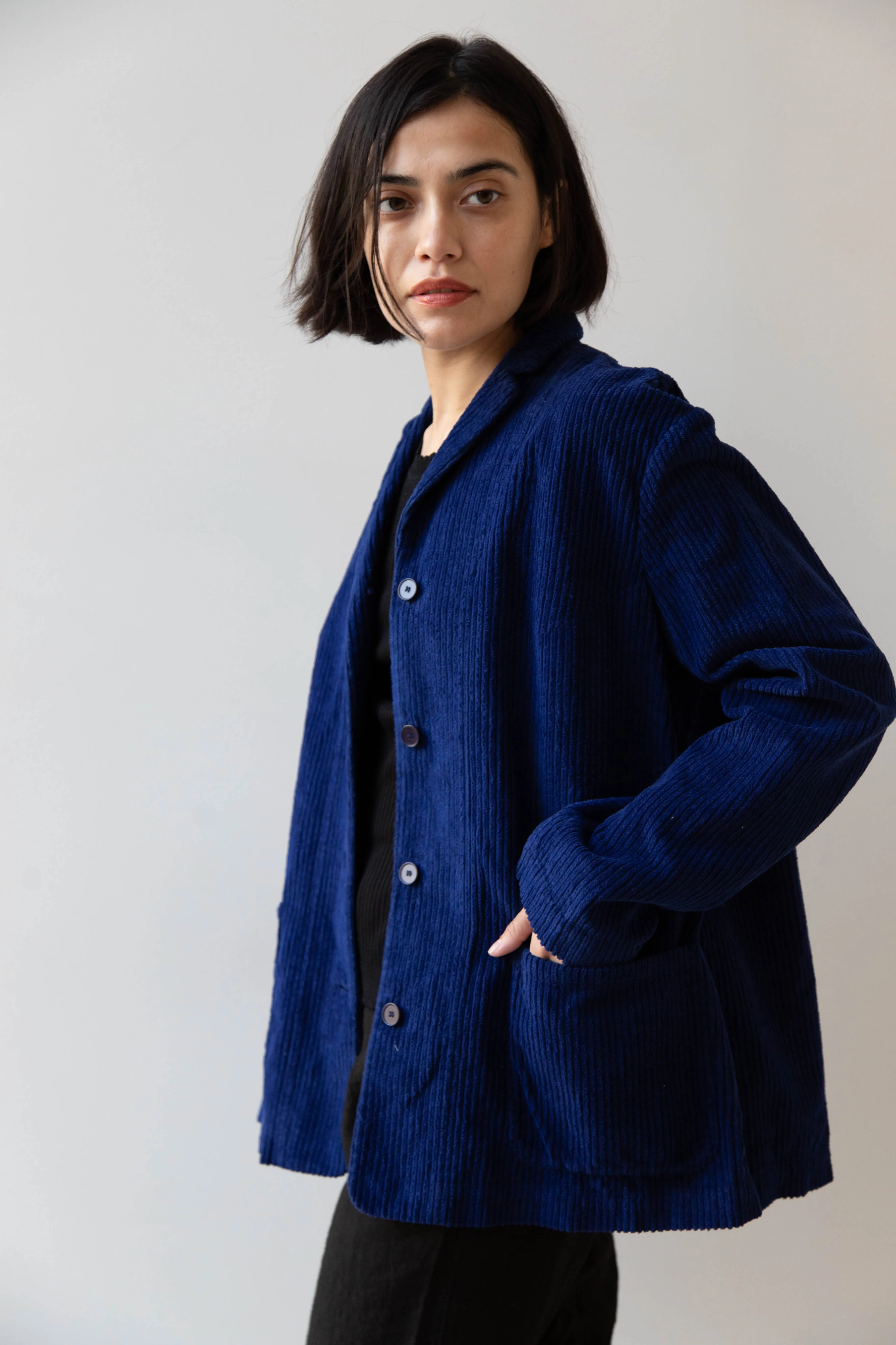 Manuelle Guibal | Wide Corduroy Jacket in Deep Blue