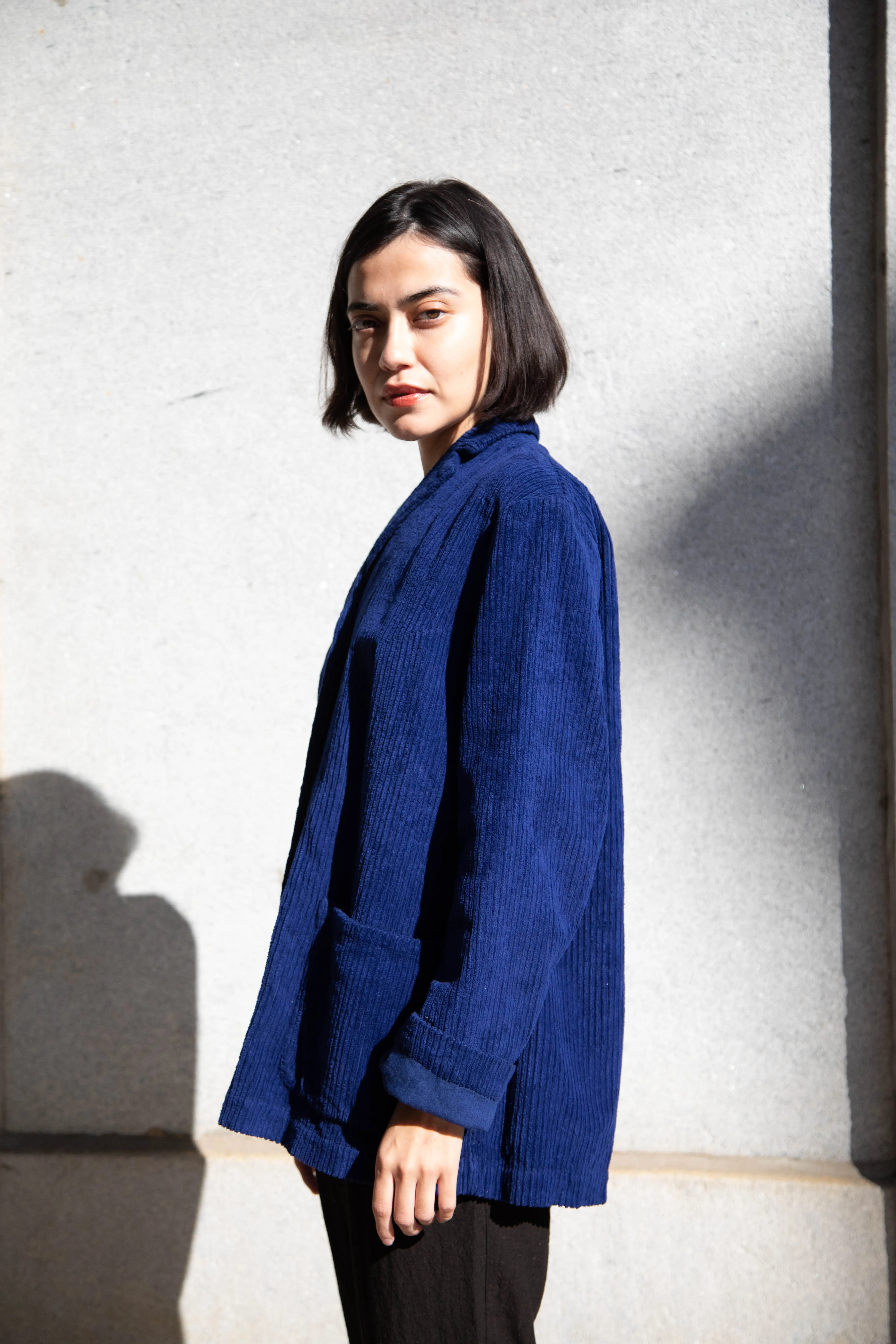 Manuelle Guibal | Wide Corduroy Jacket in Deep Blue