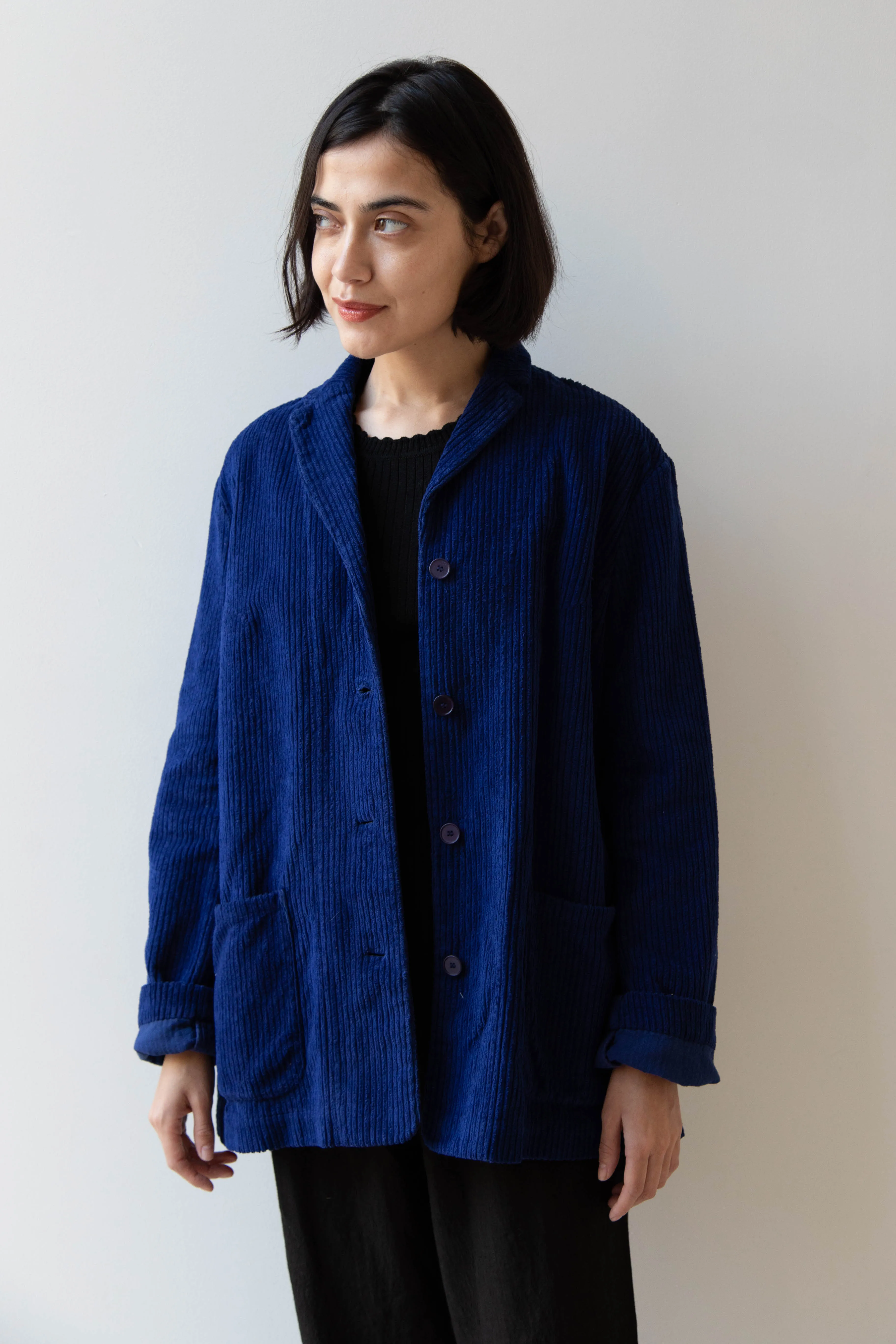 Manuelle Guibal | Wide Corduroy Jacket in Deep Blue