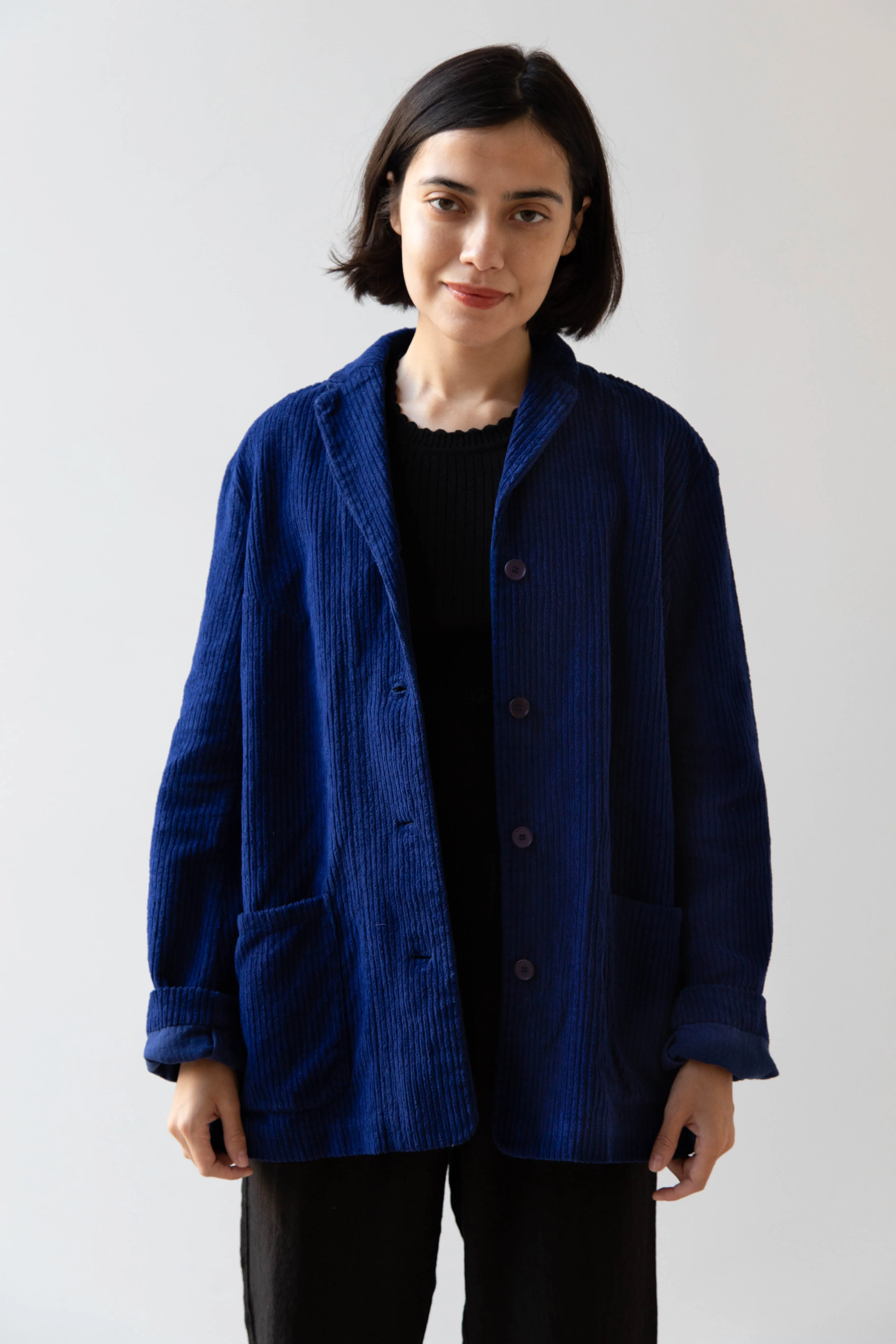 Manuelle Guibal | Wide Corduroy Jacket in Deep Blue