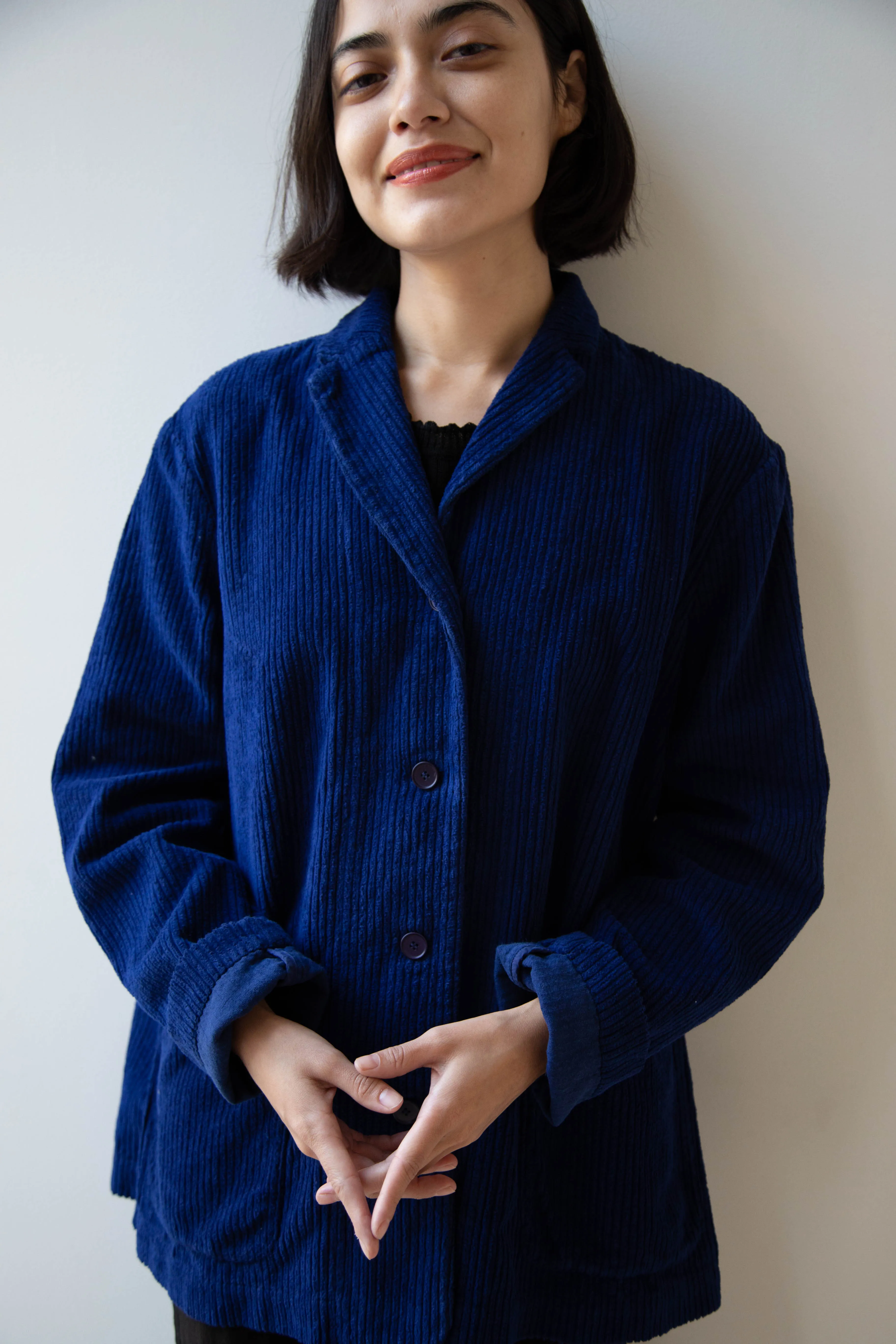 Manuelle Guibal | Wide Corduroy Jacket in Deep Blue