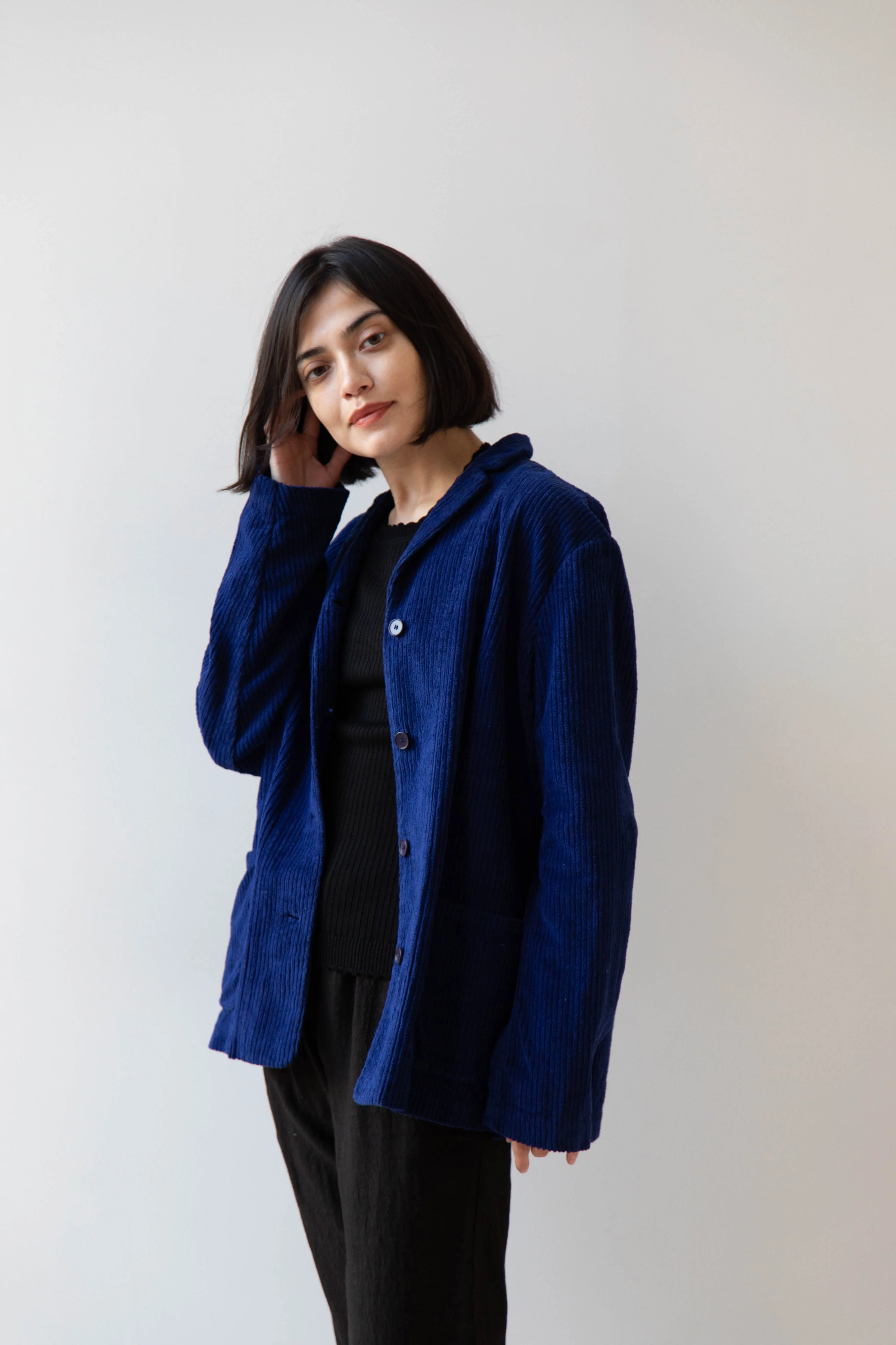 Manuelle Guibal | Wide Corduroy Jacket in Deep Blue
